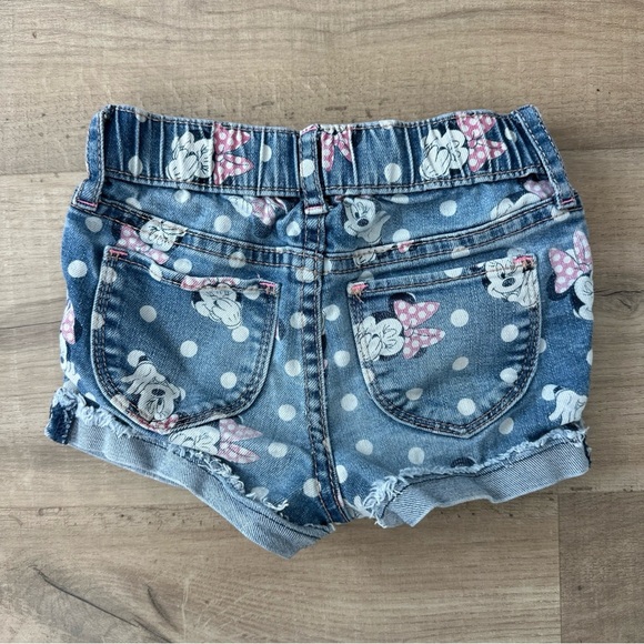 Disney Minnie Mouse Gap Baby Shorts 4 Toddler Pink Bow & Denim Polk A Dots - Picture 5 of 6